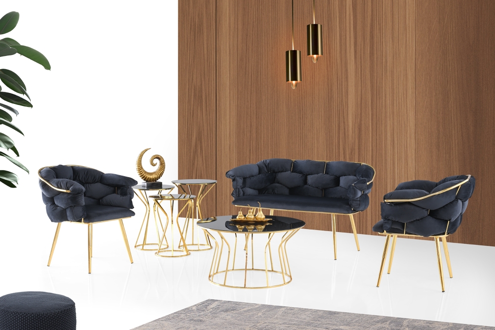 Balon Çay Seti Gold (2+1+1)