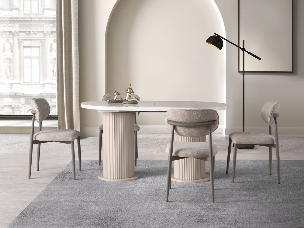 Bohem Sütun Ayaklı Açılır Masa Highgloss MDF