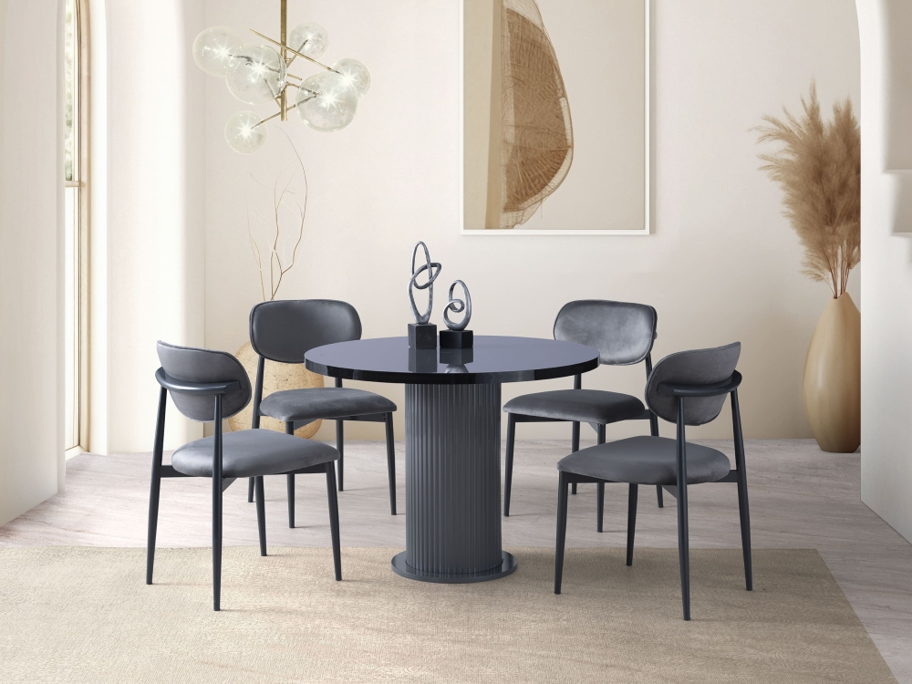 Bohem Sütun Ayaklı Yuvarlak Masa Highgloss MDF