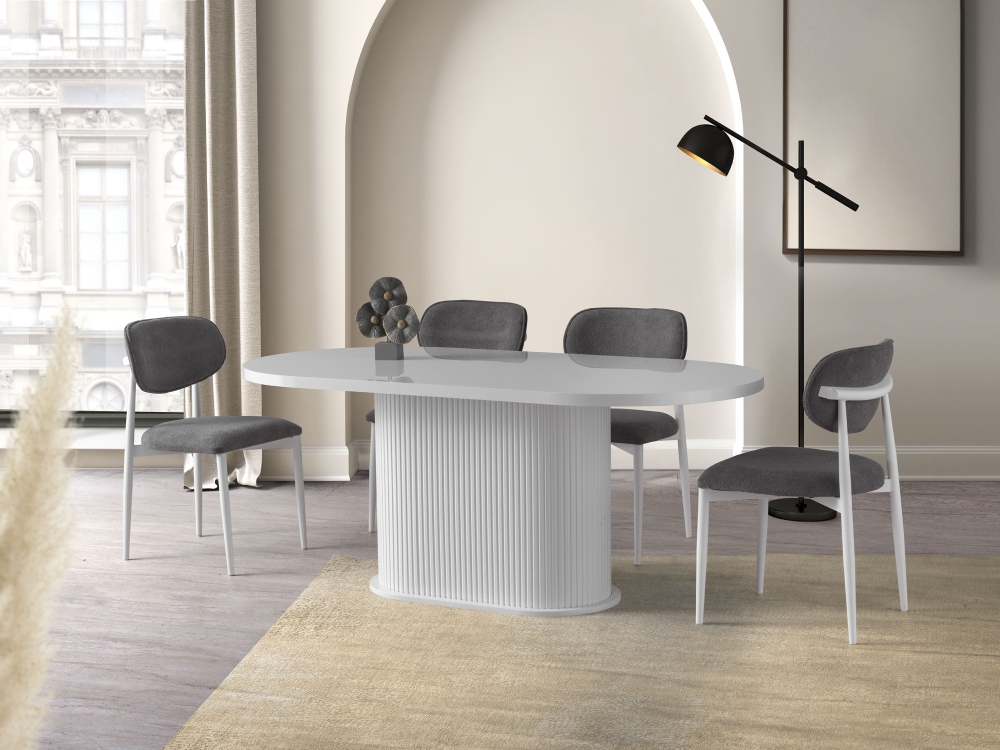 Bohem Sütun Elips Ayaklı Sabit Masa Highgloss MDF