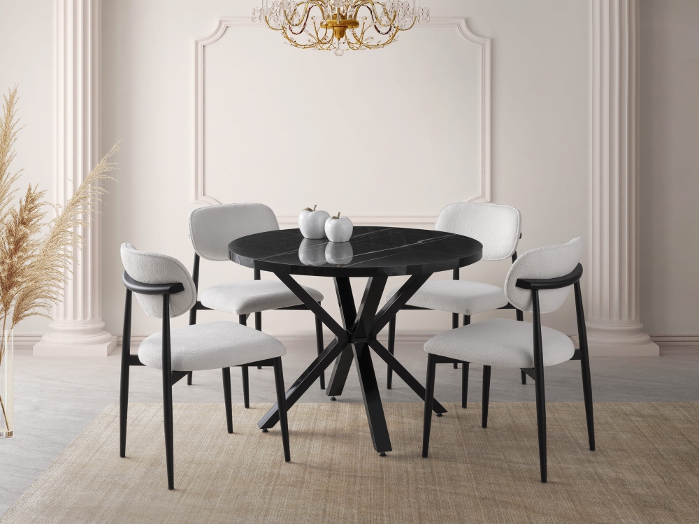 Bohem X Metal Ayaklı Yuvarlak Masa Highgloss MDF