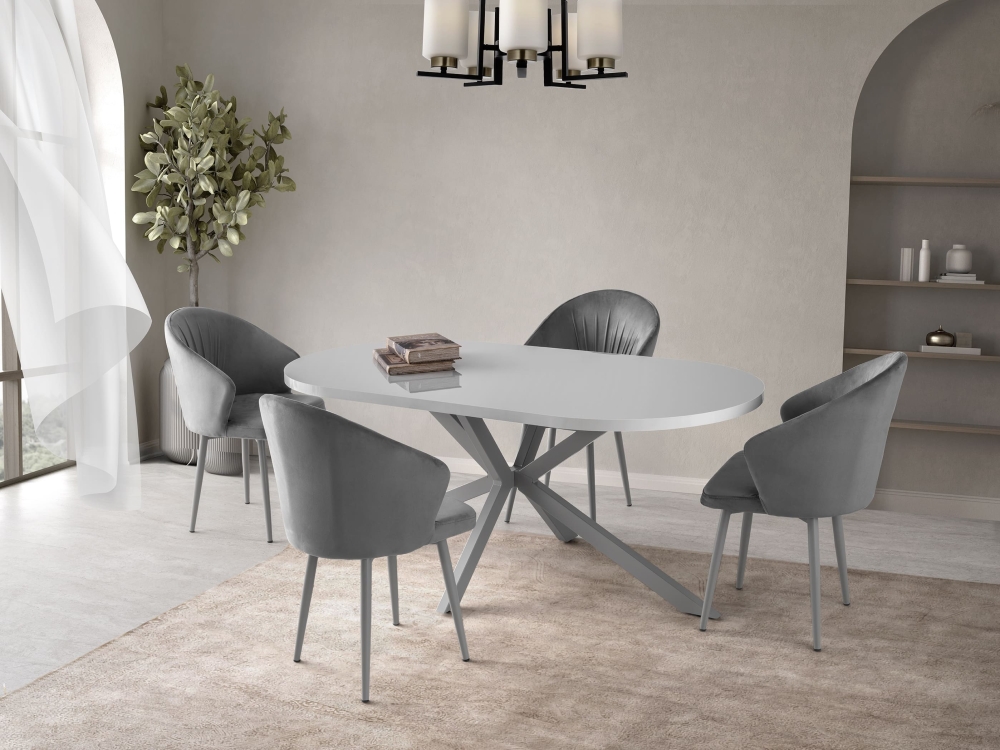 Bohem Zümrüt Metal Ayaklı Sabit Masa Highgloss MDF