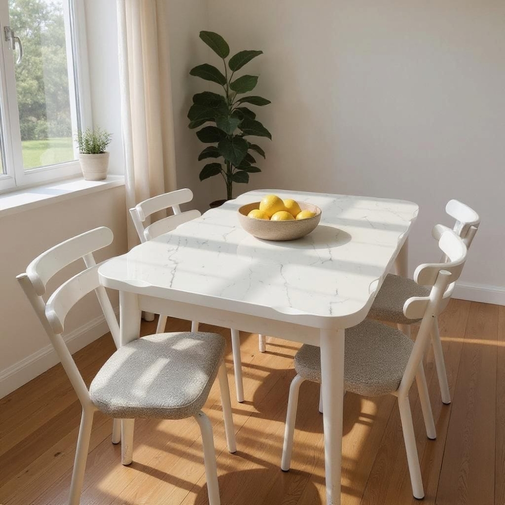 Kelebek Highgloss Açılır Yemek Masası Takımı (Akın Sandalyeli)