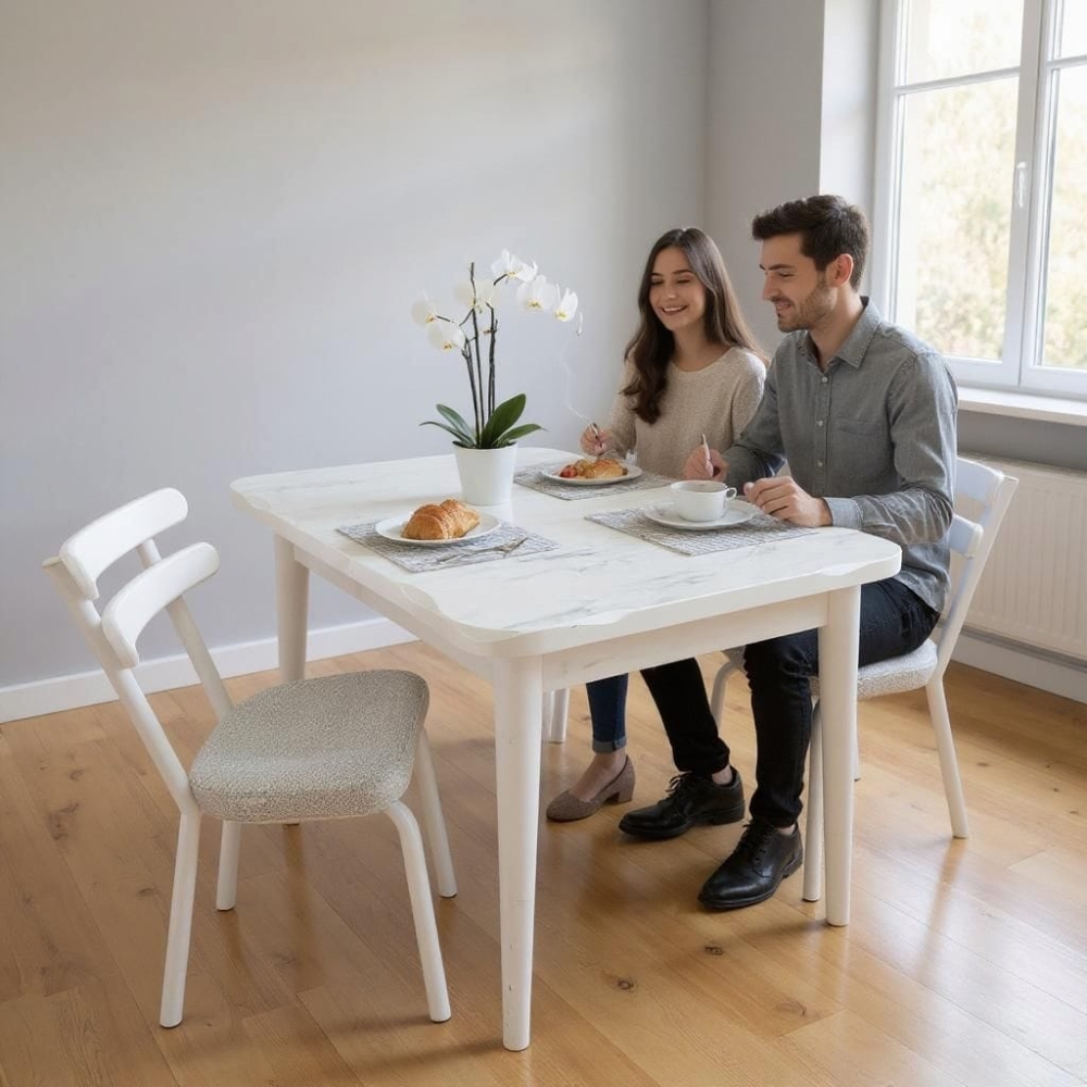 Kelebek Highgloss Açılır Yemek Masası Takımı (Akın Sandalyeli)