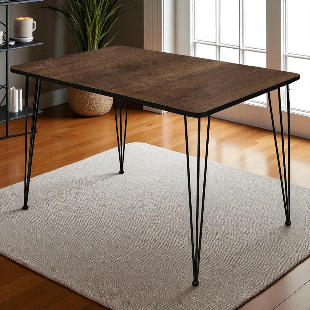 Koza Yemek Masası 120X70 – 18mm MDF Tabla, Cila kenar, Oval Kesim, Metal Ayak