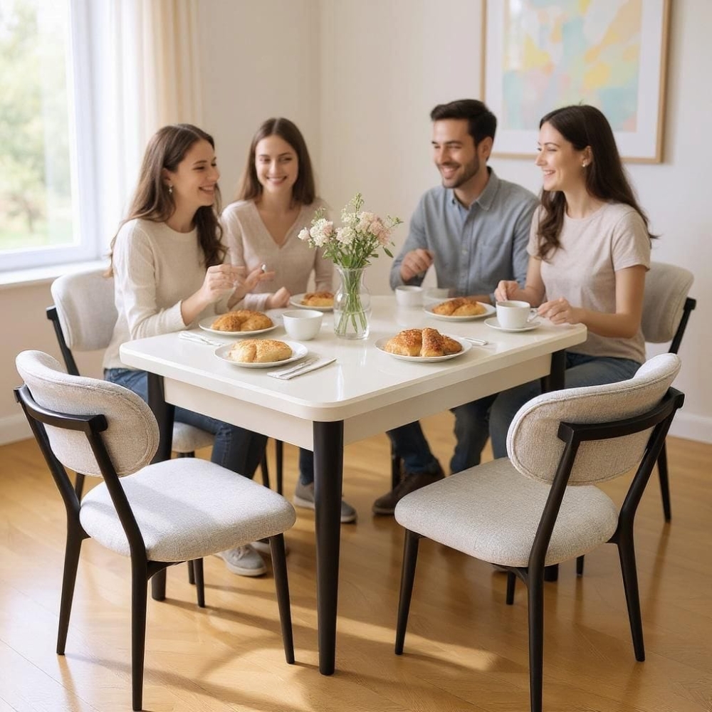 Modern Highgloss Açılır Yemek Masası Takımı (Polo Sandalye)