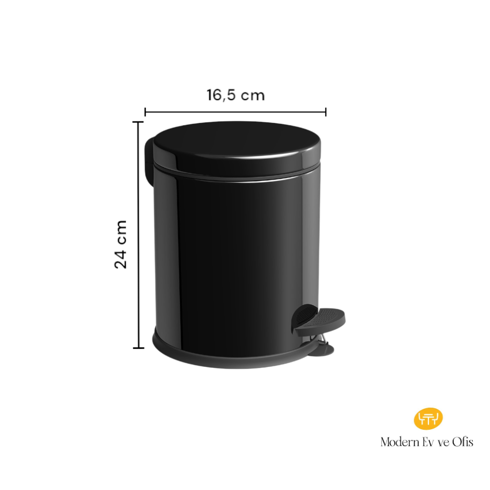 Paslanmaz Çöp Kovası Pedallı 3 lt Siyah
