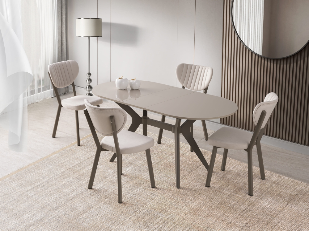 Star Açılır Yemek Masası 138+29x82 cm – Highgloss Parlak Yüzey, Metal Ayaklı, Genişletilebilir Açılır Masa Modeli