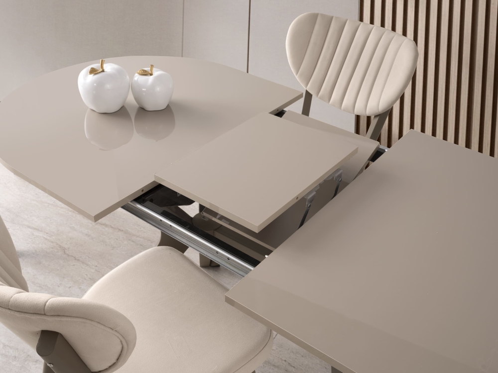 Star Açılır Yemek Masası 138+29x82 cm – Highgloss Parlak Yüzey, Metal Ayaklı, Genişletilebilir Açılır Masa Modeli