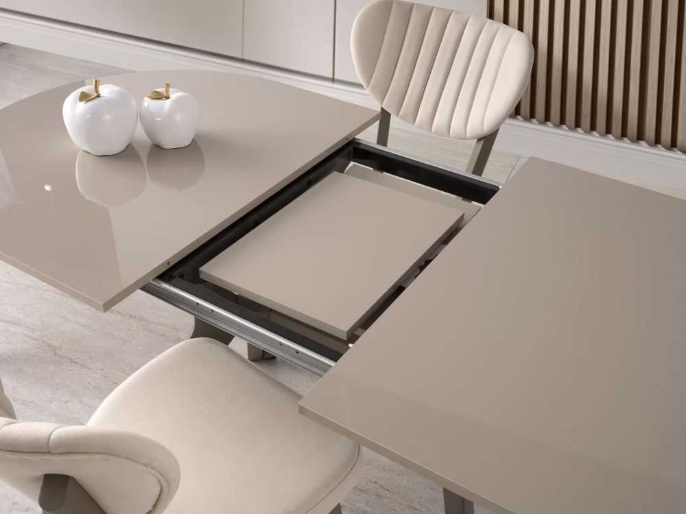 Star Açılır Yemek Masası 138+29x82 cm – Highgloss Parlak Yüzey, Metal Ayaklı, Genişletilebilir Açılır Masa Modeli