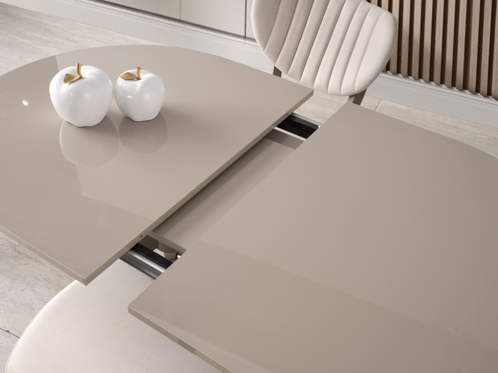 Star Açılır Yemek Masası 138+29x82 cm – Highgloss Parlak Yüzey, Metal Ayaklı, Genişletilebilir Açılır Masa Modeli