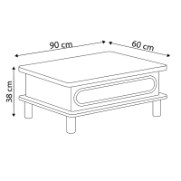 Modern Sihirli Sehpa – Açılır Mekanizmalı Orta Sehpa 90–120x60 Orta Gövde Oval Beyaz Membran Meşe