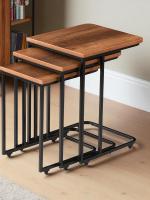 Tekerlekli C 3’lü Zigon Sehpa – MDF Tabla, Metal İskelet